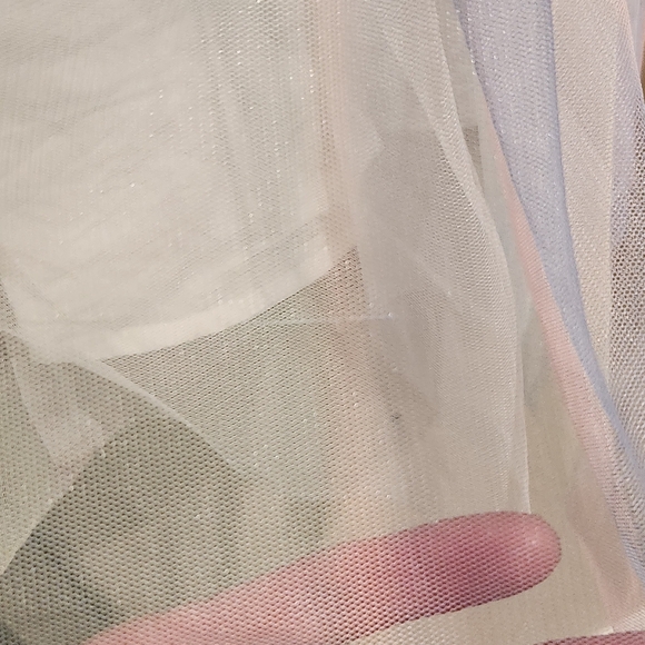 Pastel Rainbow Kids Girls Fly Sleeves with Heart Princess Tulle Midi Tutu Dress - Picture 7 of 9